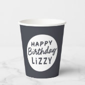 モダンシンプルカスタム非写真誕生日の挨拶 紙コップ (正面)
