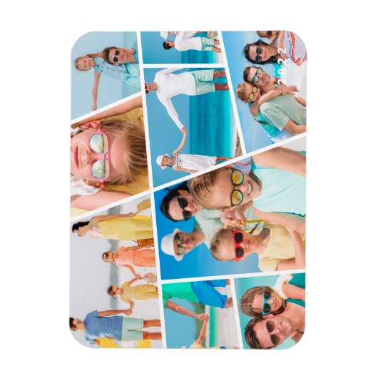 モダンシンプルカスタム9枚の画像コラージュ写真 マグネット (縦)