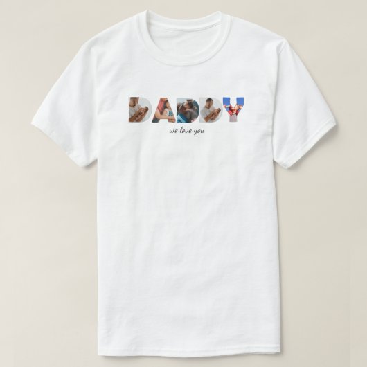 モダンシンプルカスタムPhoto Collage DADDYスクリプト Tシャツ (デザイン正面)