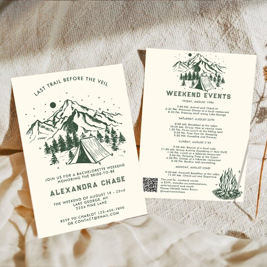 モダンシンプルカムバチェロレッテ旅行日程の週末 招待状