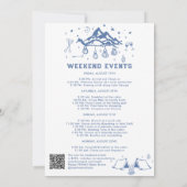 モダンシンプルカムバチェロレッテ旅行日程の週末 招待状 (裏面)