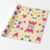 モダンシンプルカラフルエレガントハート形ギフト ラッピングペーパー (アンロールド)