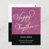 モダンシンプルガーリーグリッター日付の保存 ポストカード (正面/裏面)