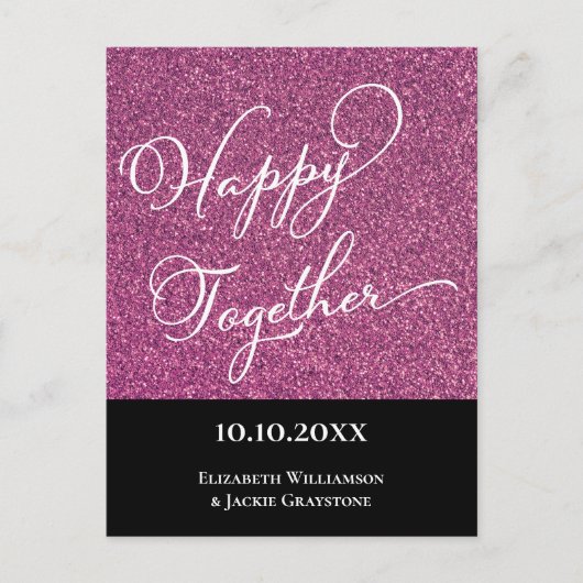 モダンシンプルガーリーグリッター日付の保存 ポストカード (正面)