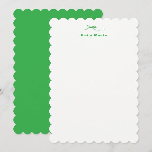モダンシンプルガーリースタイリッシュフェミニンBOW GREEN ノートカード (正面/裏面)
