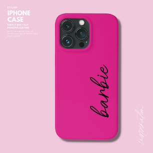 モダンシンプルガーリーHot Pink Script Name Monogram iPhone 13 Proケース