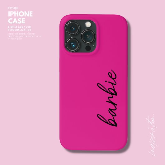 モダンシンプルガーリーHot Pink Script Name Monogram Case-Mate iPhoneケース