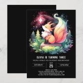 モダンシンプルキツネ誕生日デジタル 招待状 (正面/裏面)