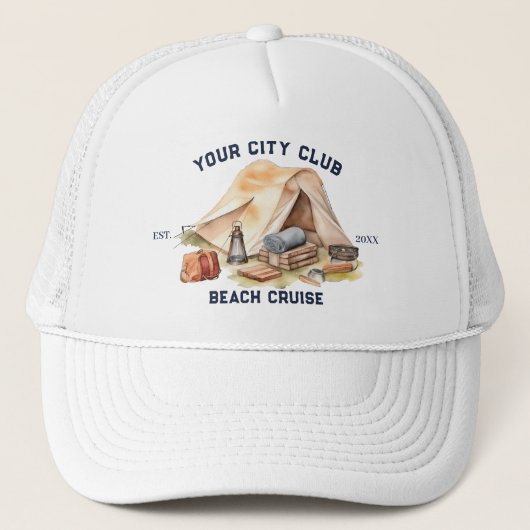 モダンシンプルキャンピングウィークエンドバチェロレッテパーティ キャップ (正面)