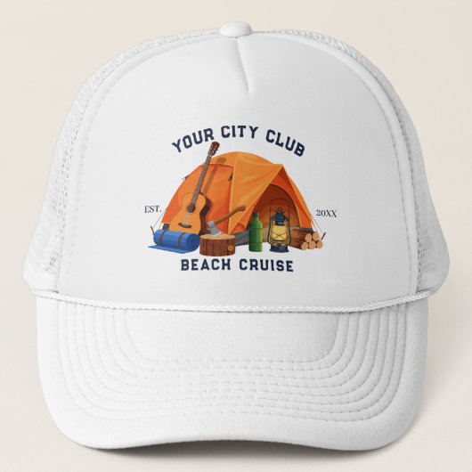 モダンシンプルキャンピングウィークエンドバチェロレッテパーティ キャップ (正面)