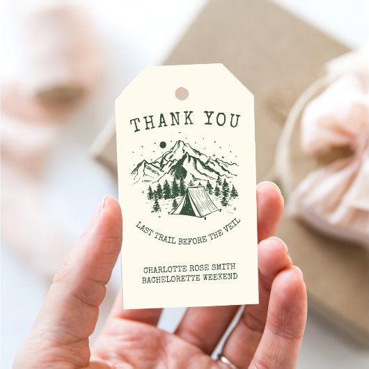 モダンシンプルキャンピングウィークエンドバチェロレッテ ギフトタグ