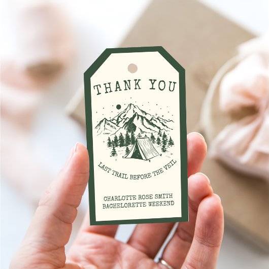 モダンシンプルキャンピングウィークエンドバチェロレッテ ギフトタグ