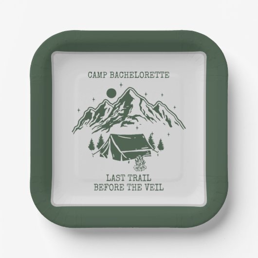 モダンシンプルキャンピングウィークエンドバチェロレッテ ペーパープレート (正面)