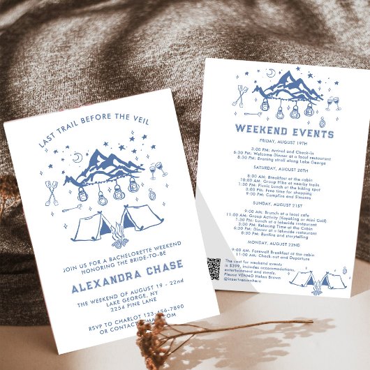 モダンシンプルキャンプ独身最後の週末 招待状
