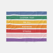 モダンシンプルキュイレインボーカスタム文字ストライプの フリースブランケット (正面(横))
