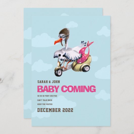 モダンシンプルキュートおもしろいコウジ 案内状 (正面/裏面)