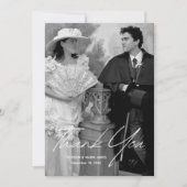 モダンシンプルクラシックScriptの写真結婚のカスタム サンキューカード (正面)