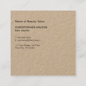 モダンシンプルクラフトブラック美容師 スクエア名刺 (裏面)