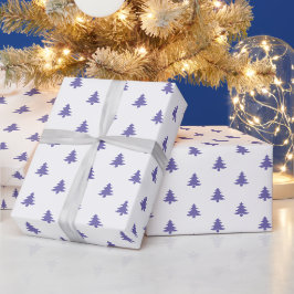 モダンシンプルクリスマスの木々の青 ラッピングペーパー