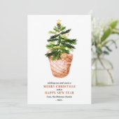 モダンシンプルクリスマスの木の水の色の挨拶 カード (スタンド正面)