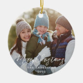 モダンシンプルクリスマス写真 セラミックオーナメント (正面)