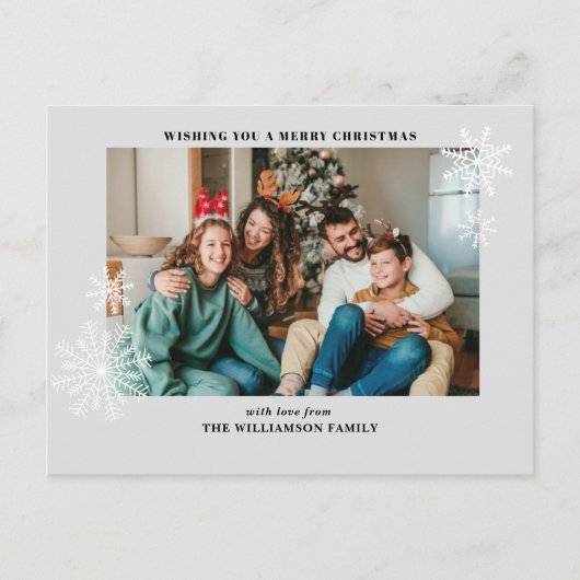 モダンシンプルクリスマス家族フォトポストカード シーズンポストカード (正面)