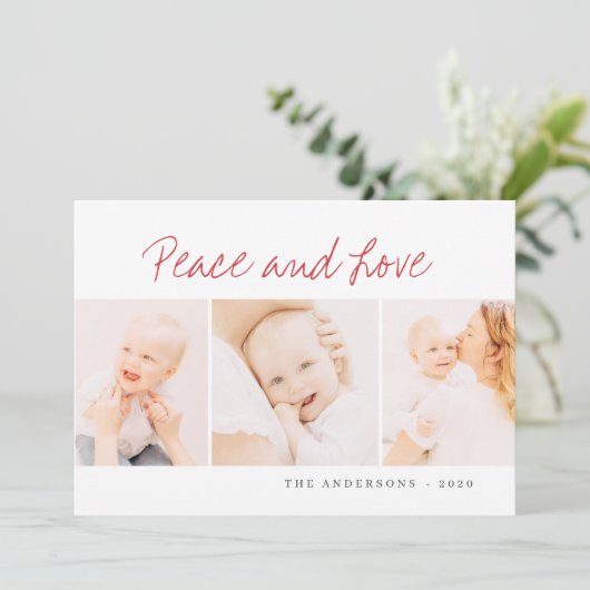 モダンシンプルクリスマス挨拶3枚の写真 シーズンカード (スタンド正面)