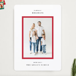 モダンシンプルクリスマス赤フレーム写真ハッピー シーズンカード