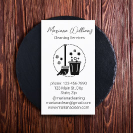 モダンシンプルクリーニングのロゴ白 名刺