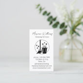 モダンシンプルクリーニングのロゴ白 名刺 (スタンド正面)