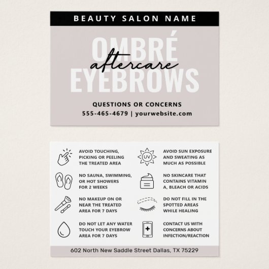 モダンシンプルグラデーション粉まきアフターケアカード (正面&裏面)