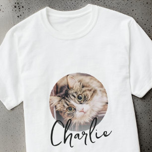 モダンシンプルグランジカスタムバッジPet写真名 Tシャツ