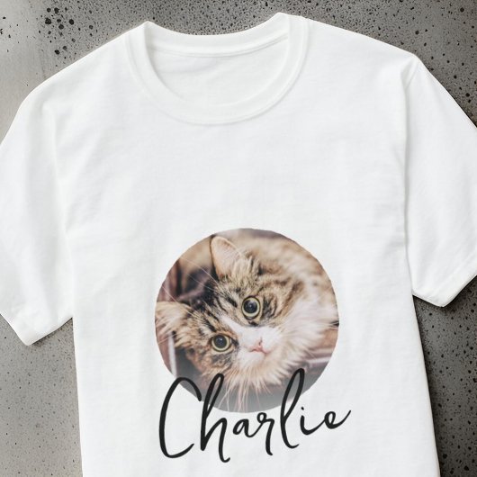 モダンシンプルグランジカスタムバッジPet写真名 Tシャツ