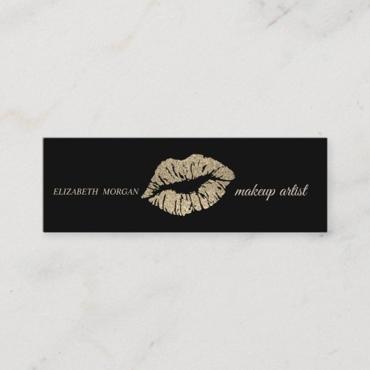 モダンシンプルグリッターの唇、メイクアップアーティスト スキニー名刺 (正面)