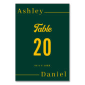 モダンシンプルグリーンと金ゴールドエレガントシック結婚ズ テーブルナンバー (正面)