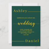 モダンシンプルグリーンと金ゴールドエレガントシック結婚ズ 招待状 (正面)