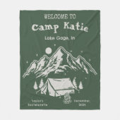 モダンシンプルグリーンキャンプ女子会 フリースブランケット (正面)