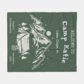 モダンシンプルグリーンキャンプ女子会 フリースブランケット (正面(横))