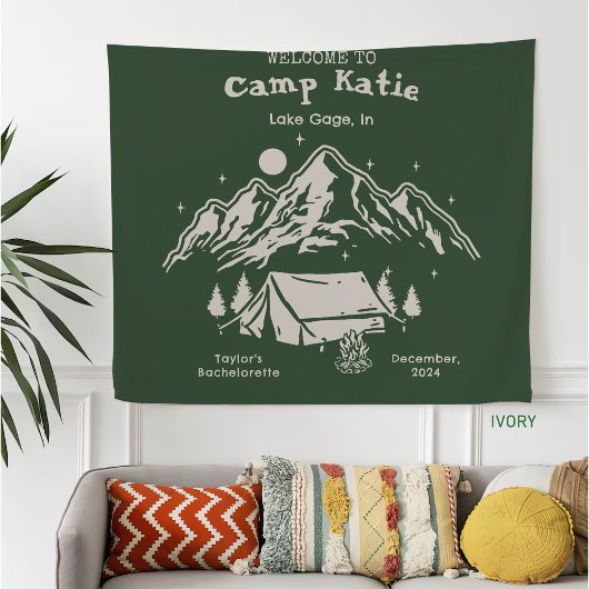 モダンシンプルグリーンキャンプ女子会 フリースブランケット