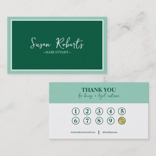 モダンシンプルグリーンミニマエレガントリストロイヤリティ 名刺 (正面/裏面)