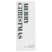 モダンシンプルグリーンメリーコンテンポラリークリスマス ワインギフトバッグ (裏面)