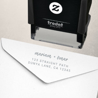 モダンシンプルグレー結婚差出人住所 セルフインキングスタンプ