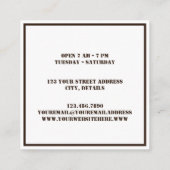 モダンシンプルコーヒーショップブラウンコーヒー豆 スクエア名刺 (裏面)