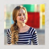 モダンシンプルゴールデンネイビーブルーPHOTO卒業 サンキューカード (裏面)