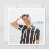 モダンシンプルゴールデンネイビー卒業写真 サンキューカード (裏面)