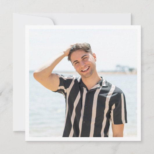 モダンシンプルゴールデンネイビー卒業写真 サンキューカード (裏面)