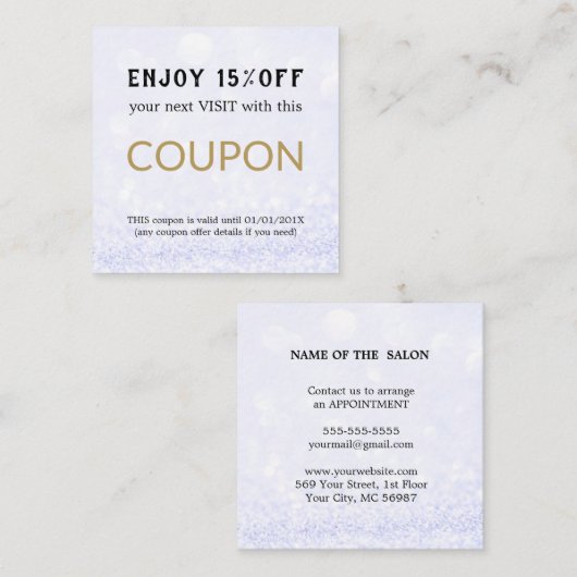 モダンシンプルサロン割引クーポン 割引カード (正面/裏面)