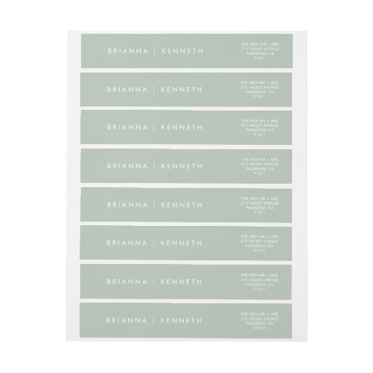 モダンシンプルサージエレガントウェディング ラップアラウンドラベル (シート)