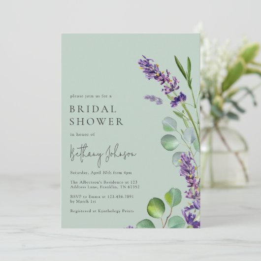 モダンシンプルサージグリーンフローラブライダルシャワー 招待状 (スタンド正面)