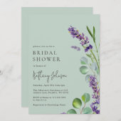 モダンシンプルサージグリーンフローラブライダルシャワー 招待状 (正面/裏面)